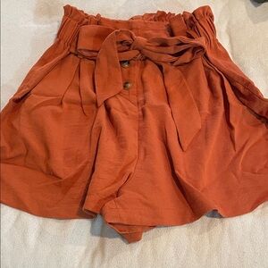 Women's Orange High-Waisted Shorts